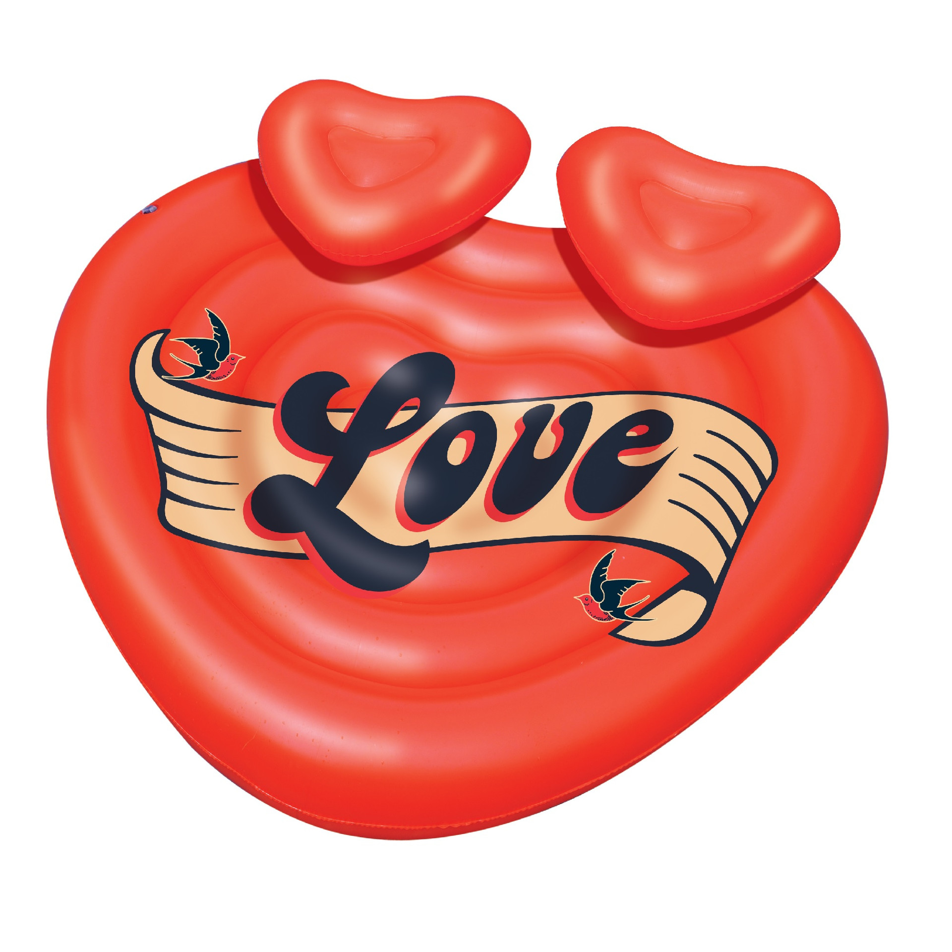 63" Inflatable Red Heart Shaped “Love” Swimming Pool Floating Raft